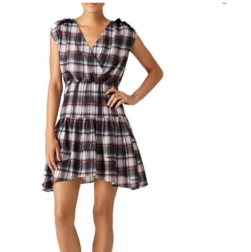 ALI & JAY PLAID CAPPED SLEEVE DRESS